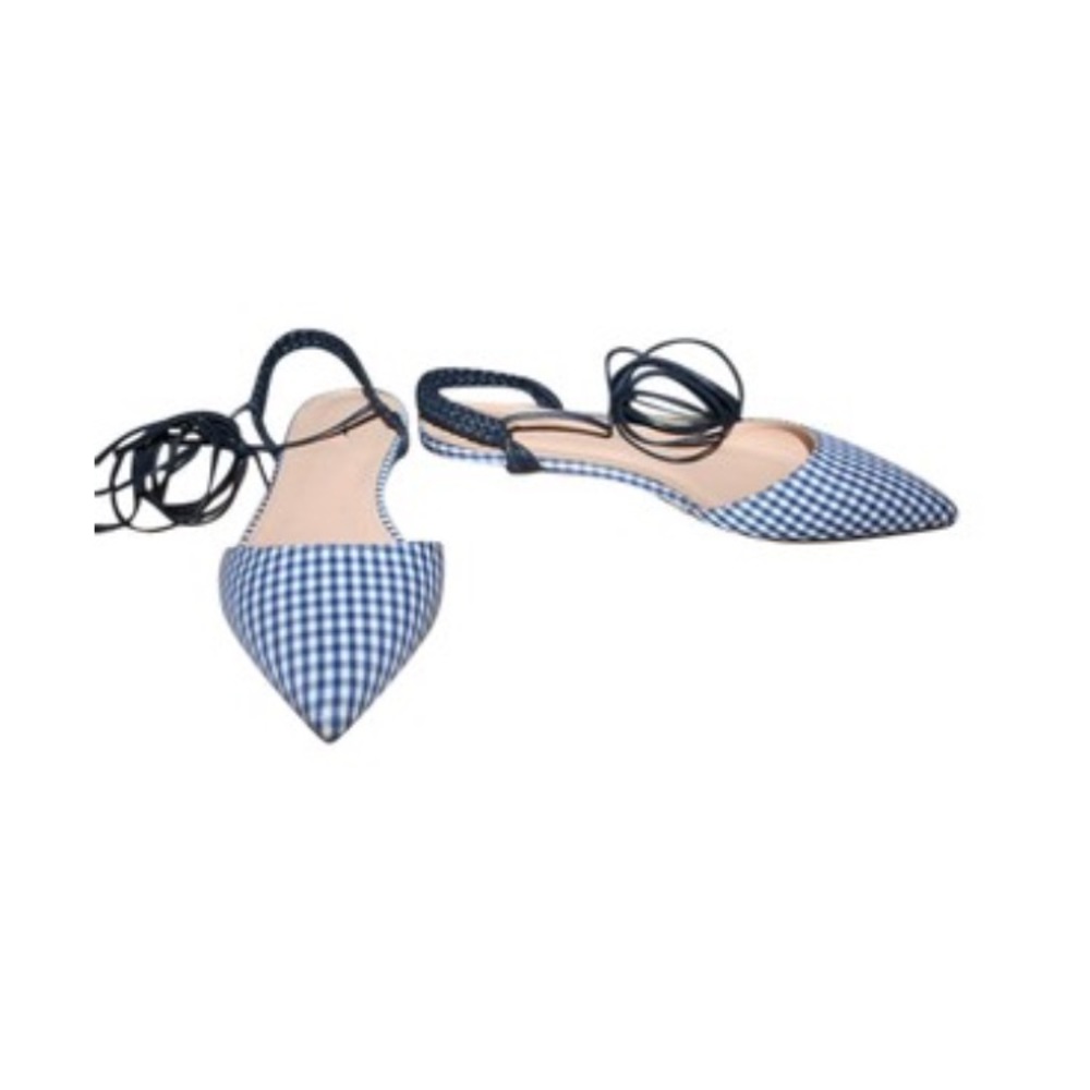 J. Crew navy gingham slingback flats